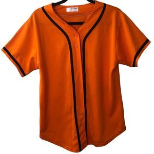 Orange Button Down Baseball Jersey Sz XL